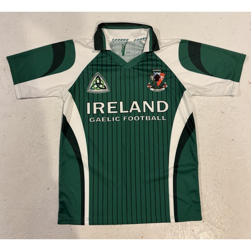Croker Ireland Gaelic Football Jersey Men's Small Green Pinstripe Eireann Shirt